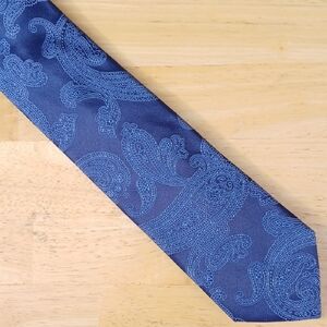 Boss Navy Tie with White Paisleys